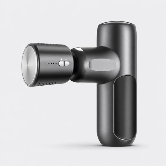Mini pistola de masaje TERMORA con cabezal de frío y calor, vista lateral